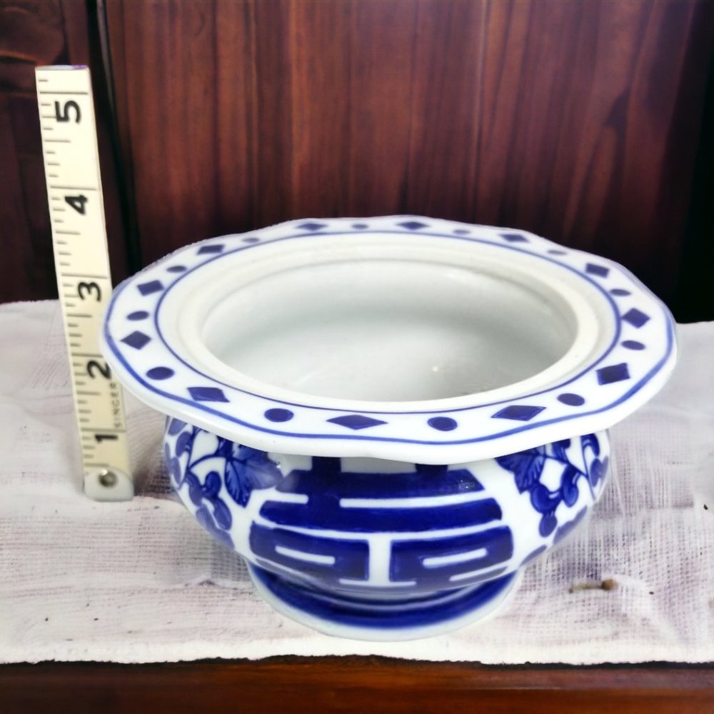 Double Happiness Chinese Ginger Jar Blue & White Classic Lidded Porcelain - Picture 11 of 14